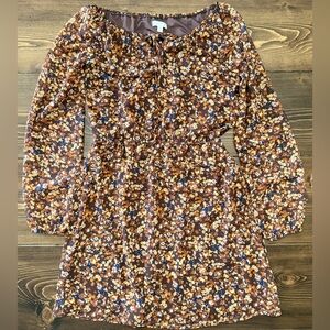 Floral A-line Dress with Bishop Sleeves